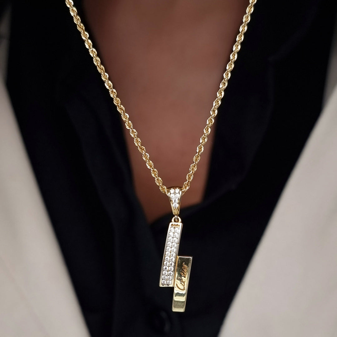 18K Real Gold C.R Stone Necklace