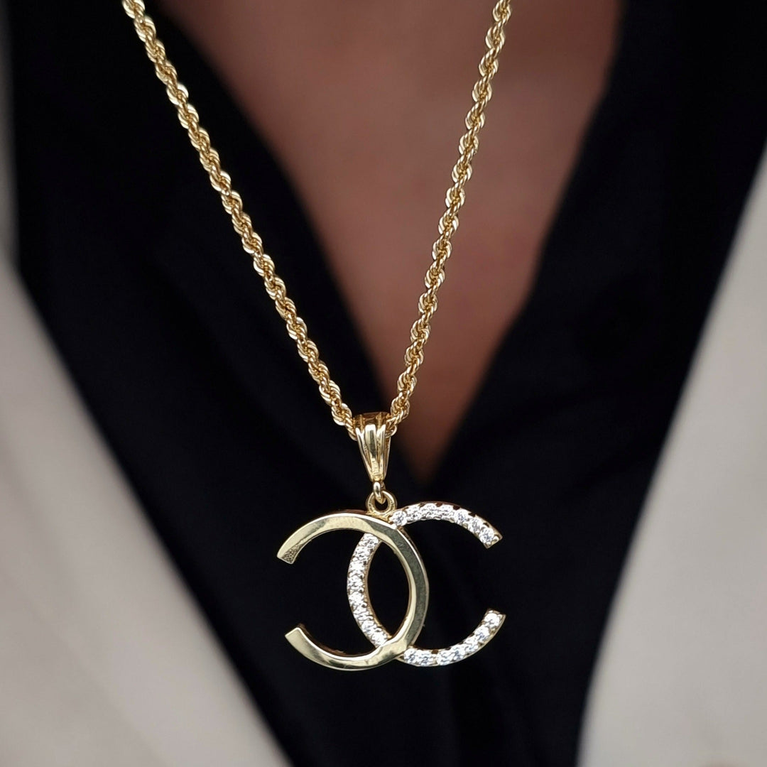 18K Real Gold C.H Stone Necklace