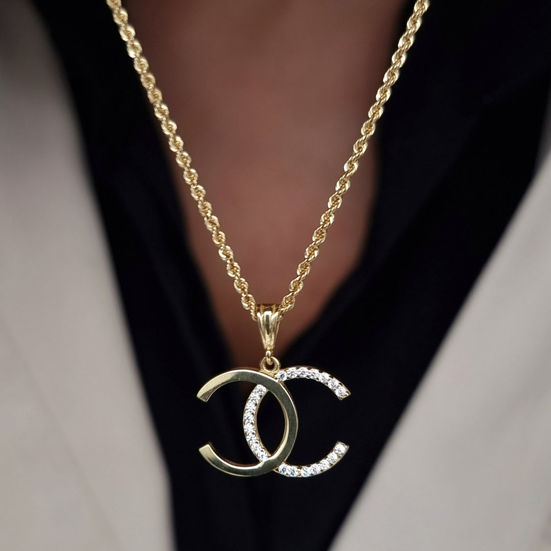 18K Real Gold C.H Stone Necklace