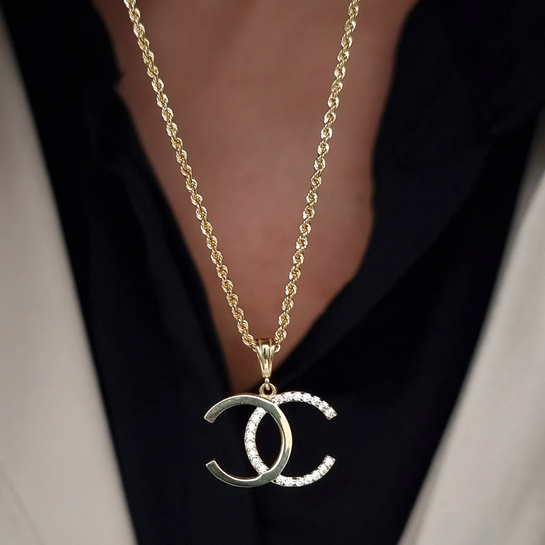 18K Real Gold C.H Stone Necklace
