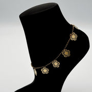 18K Real Gold Hanging Flower Anklet