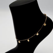 18K Real Gold Hanging Leaf Anklet