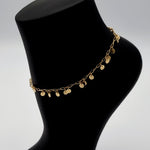 Load image into Gallery viewer, 18K Real Gold Linked Hanging Round Anklet
