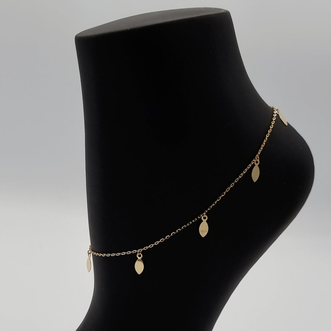 18K Real Gold Hanging Oval Drop Anklet