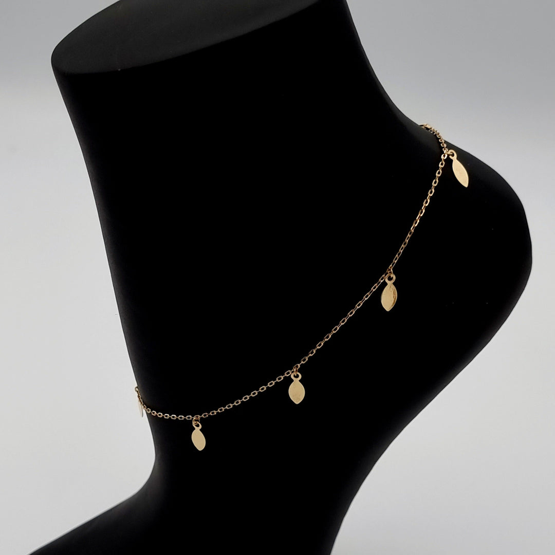 18K Real Gold Hanging Oval Drop Anklet