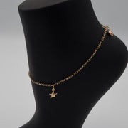 18K Real Gold Hanging Star Anklet