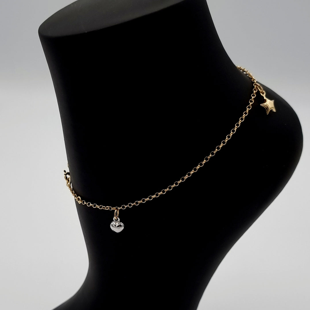 18K Real Gold Hanging Star Anklet