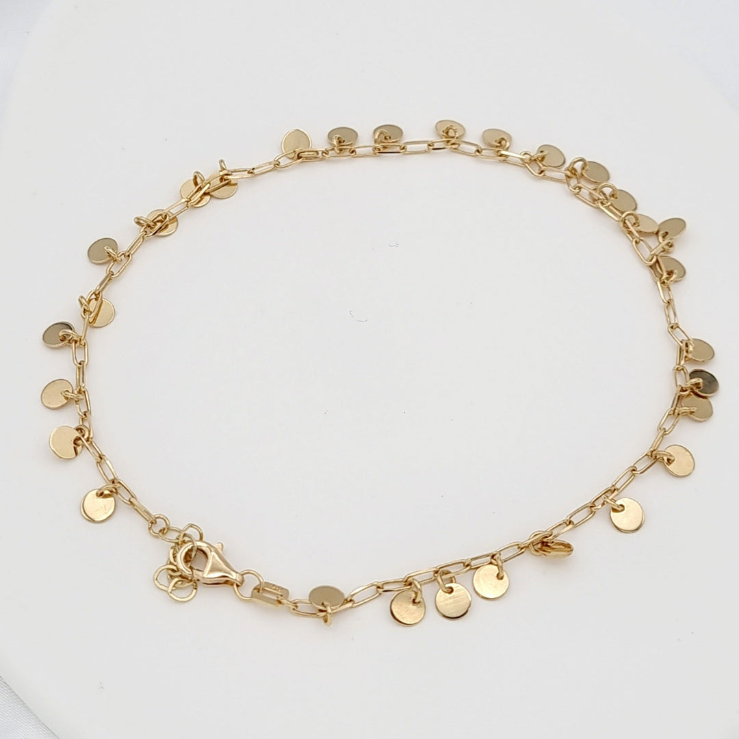 18K Real Gold Linked Hanging Round Anklet