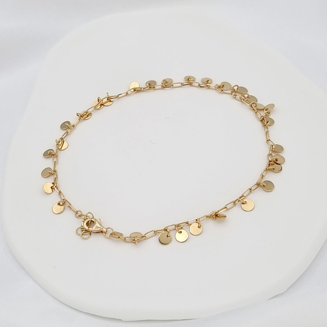 18K Real Gold Linked Hanging Round Anklet