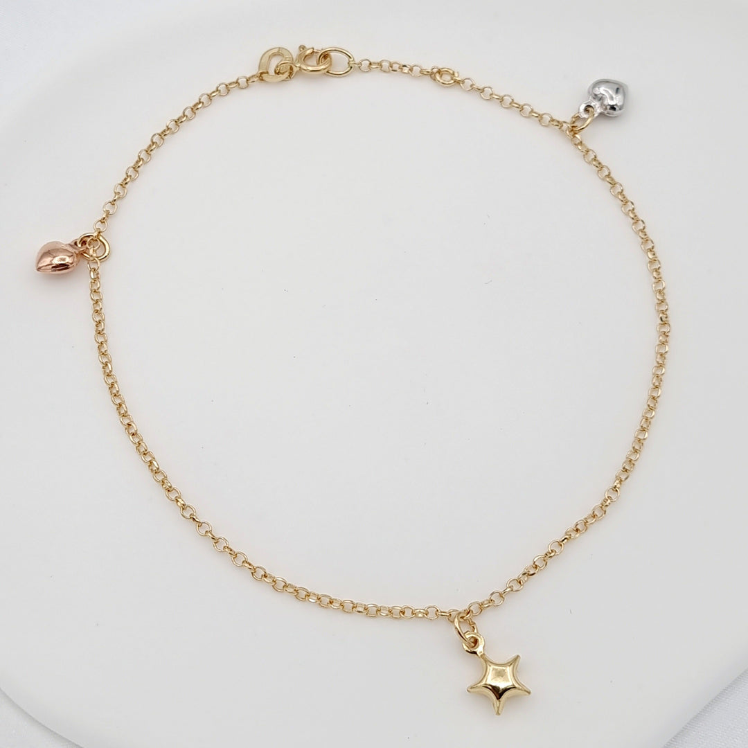 18K Real Gold Hanging Star Anklet