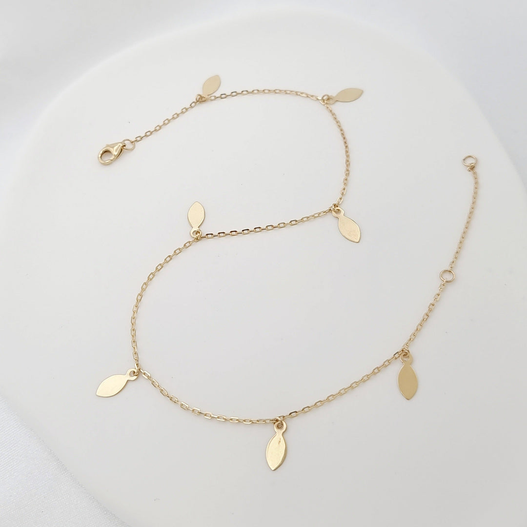 18K Real Gold Hanging Oval Drop Anklet