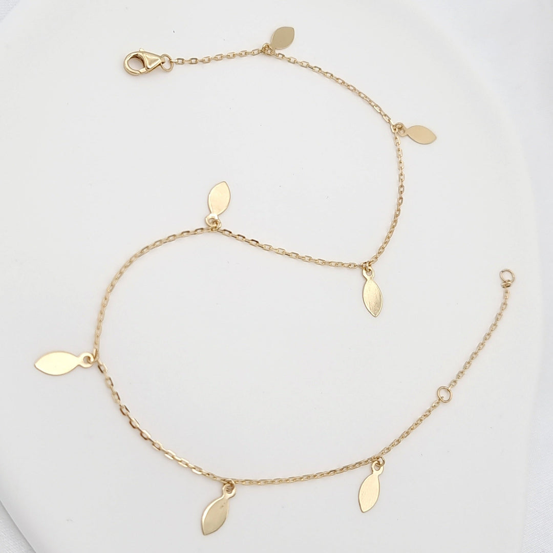 18K Real Gold Hanging Oval Drop Anklet