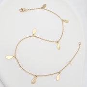18K Real Gold Hanging Oval Drop Anklet