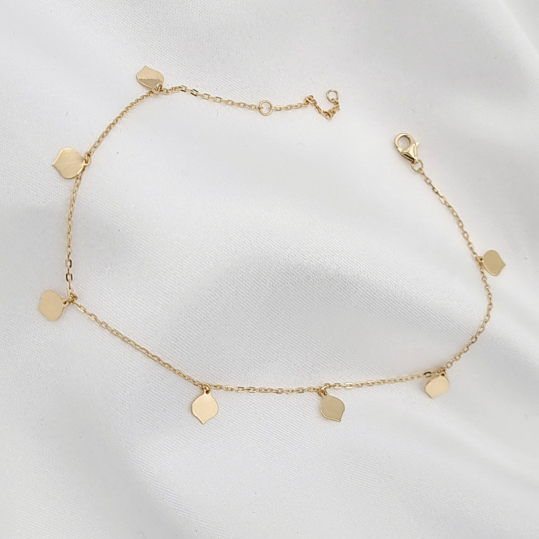 18K Real Gold Hanging Leaf Anklet