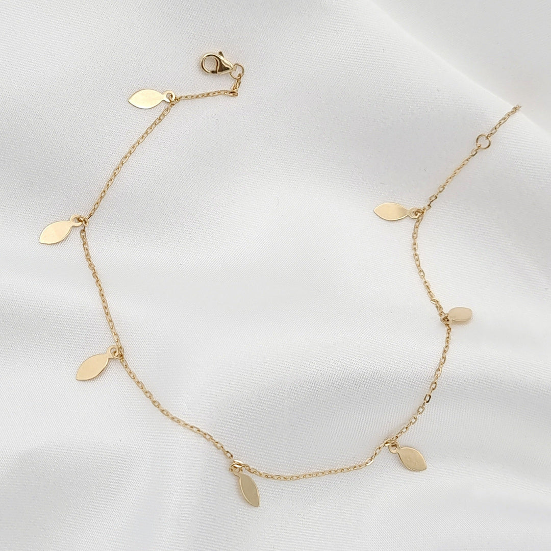 18K Real Gold Hanging Oval Drop Anklet
