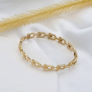 18K Real Gold U-Link Bangle