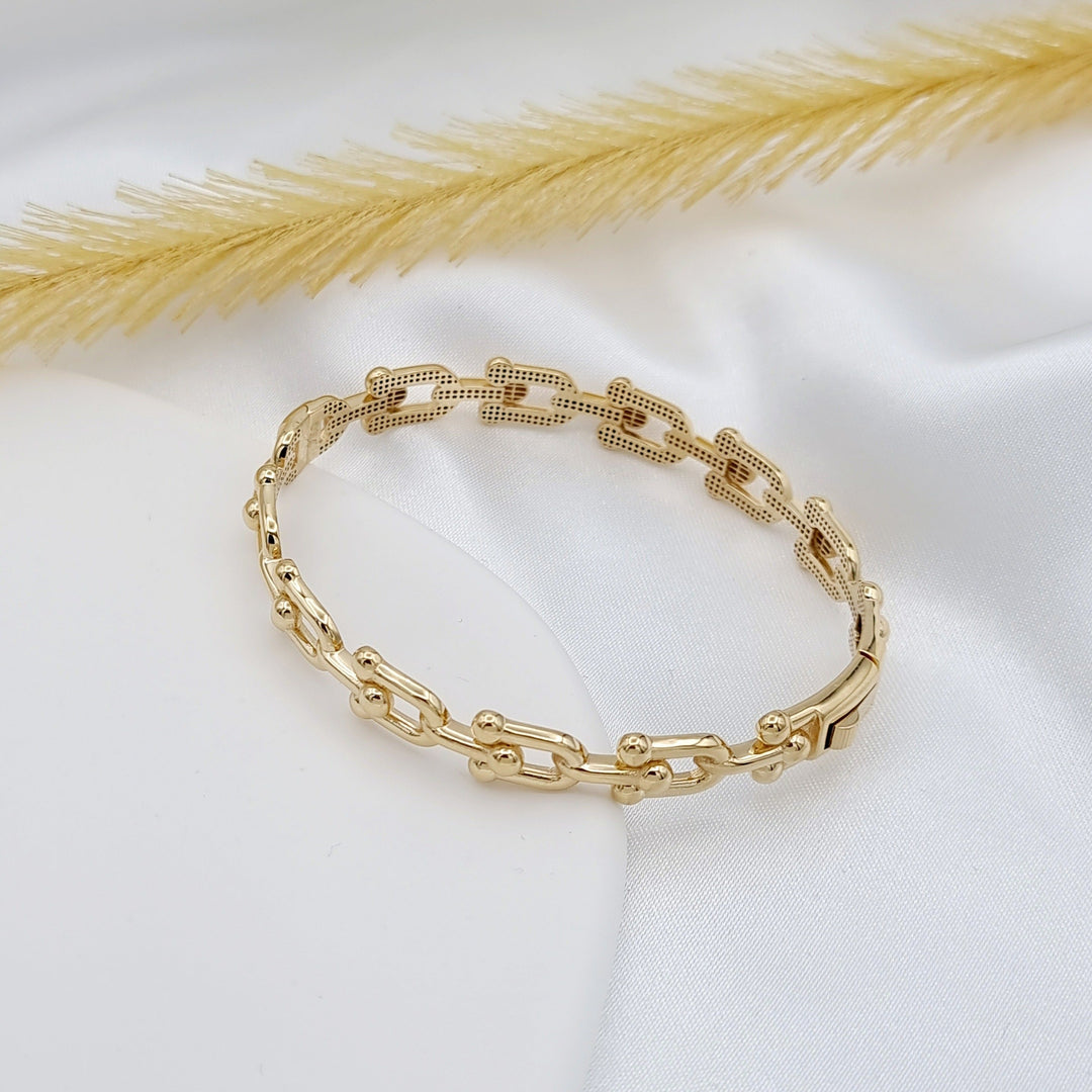 18K Real Gold U-Link Bangle