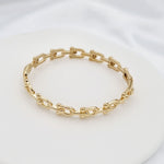 Load image into Gallery viewer, 18K Real Gold U-Link Bangle
