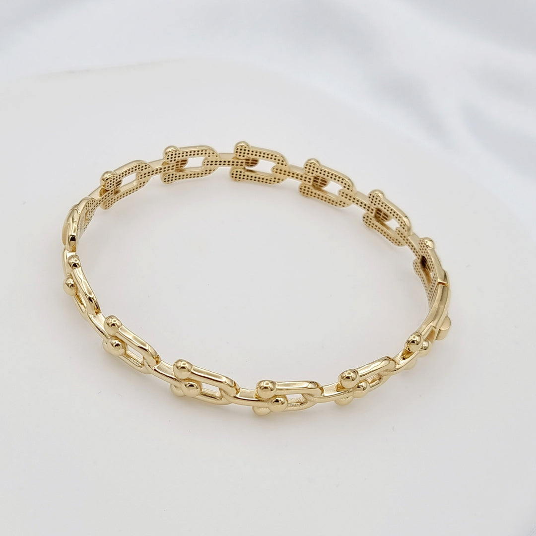 18K Real Gold U-Link Bangle