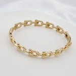 Load image into Gallery viewer, 18K Real Gold U-Link Bangle
