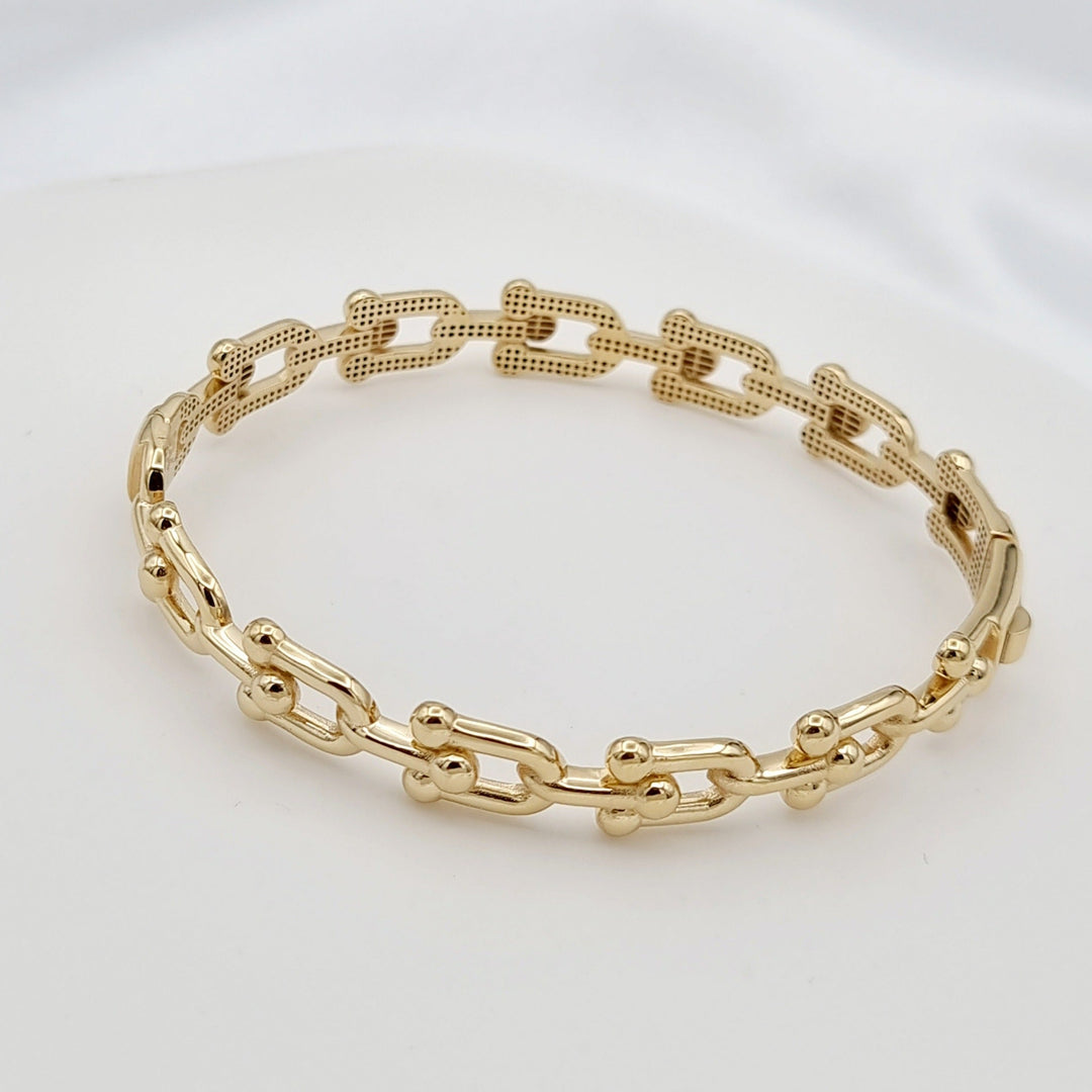 18K Real Gold U-Link Bangle