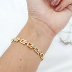 Load image into Gallery viewer, 18K Real Gold U-Link Bangle
