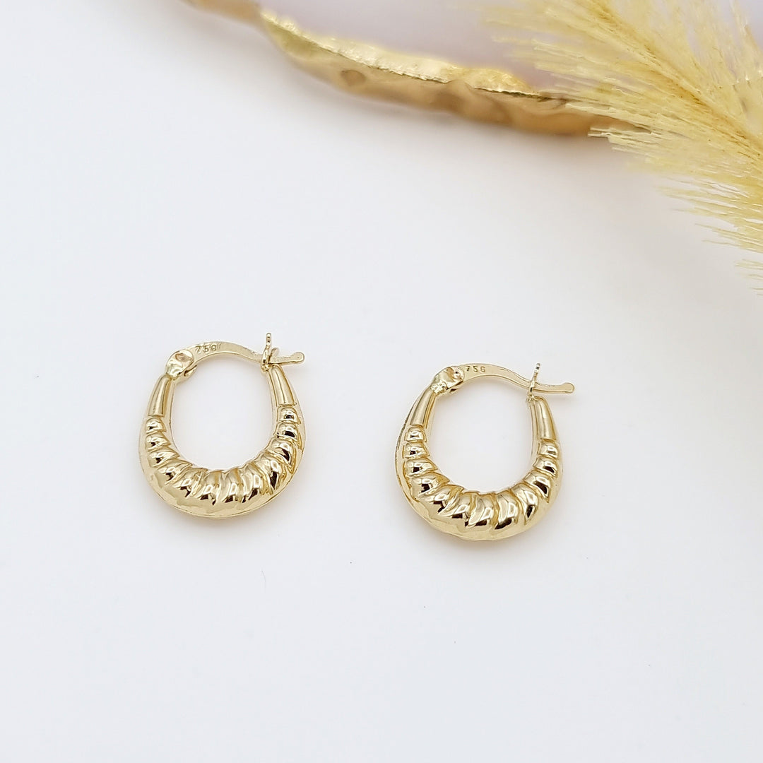 18K Real Gold Oval Earring Set