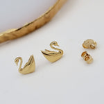 Load image into Gallery viewer, 18K Real Gold Swan Earring Set
