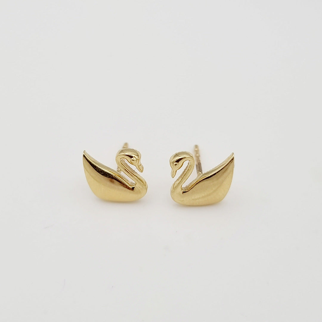 18K Real Gold Swan Earring Set
