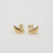 18K Real Gold Swan Earring Set