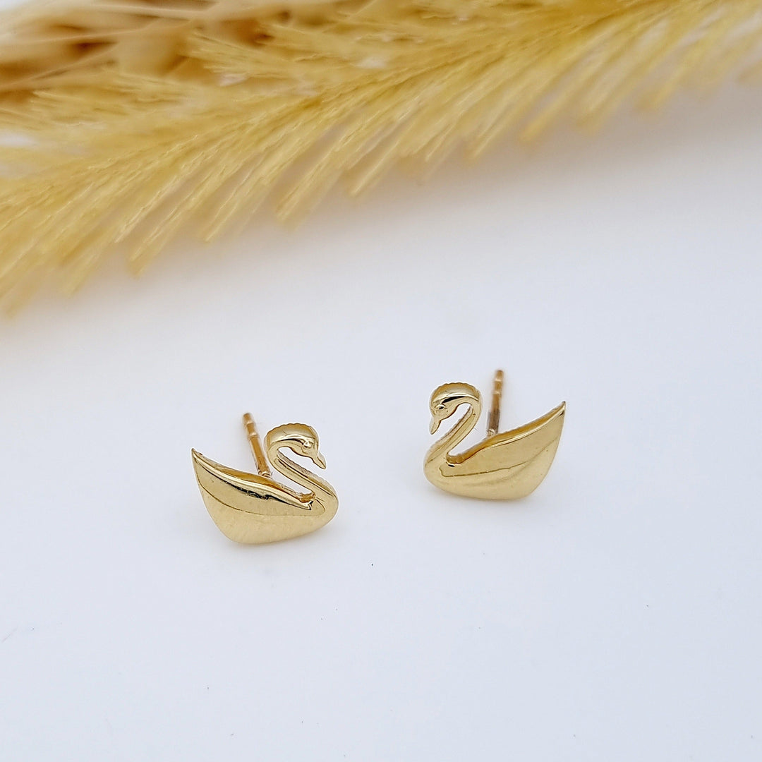 18K Real Gold Swan Earring Set