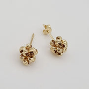 18K Real Gold Flower Seed Stud Earring Set