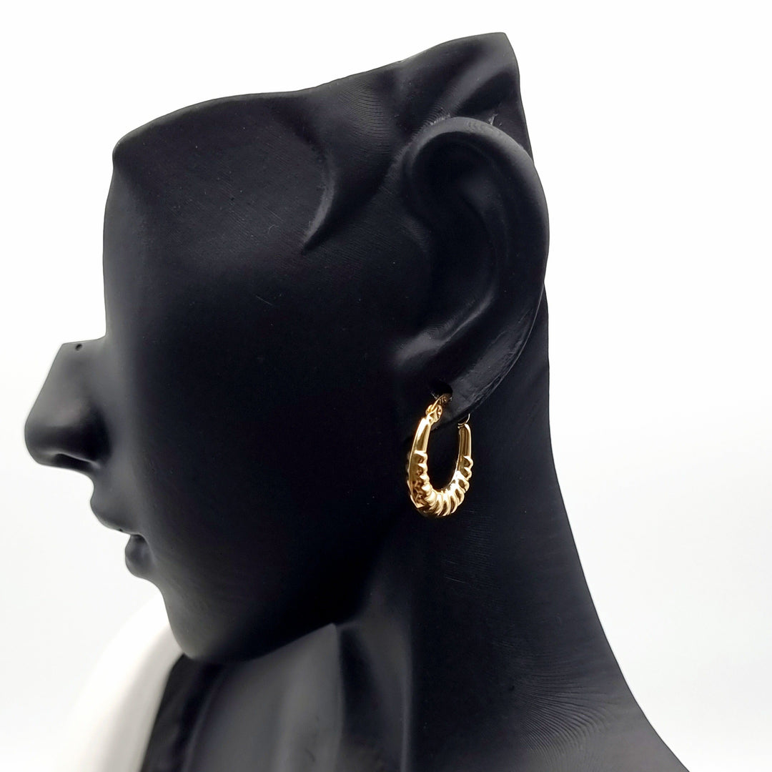 18K Real Gold Oval Earring Set