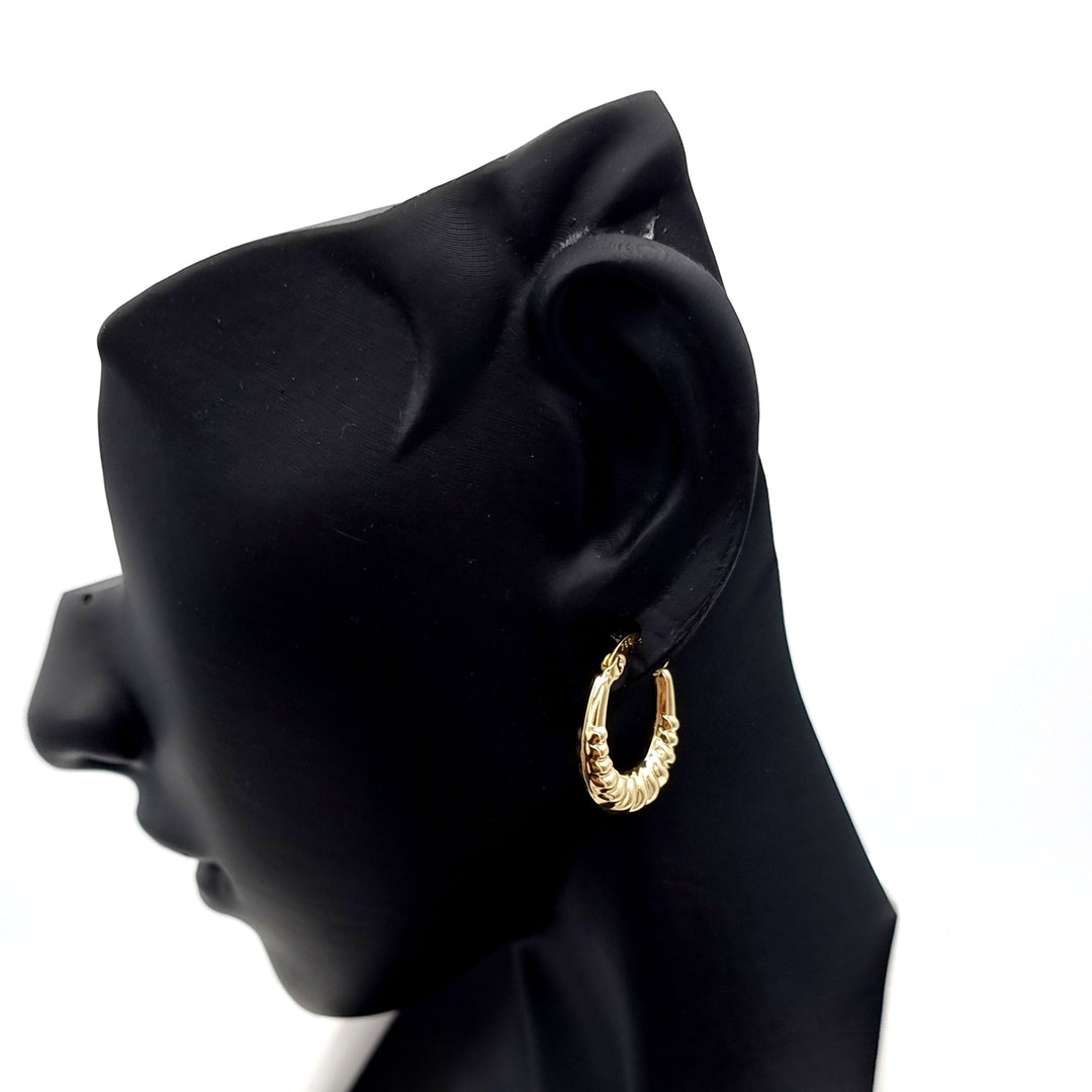 18K Real Gold Oval Earring Set