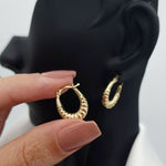 Load image into Gallery viewer, 18K Real Gold Oval Earring Set
