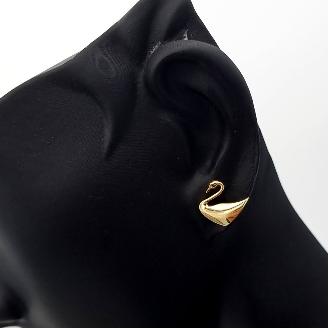 18K Real Gold Swan Earring Set