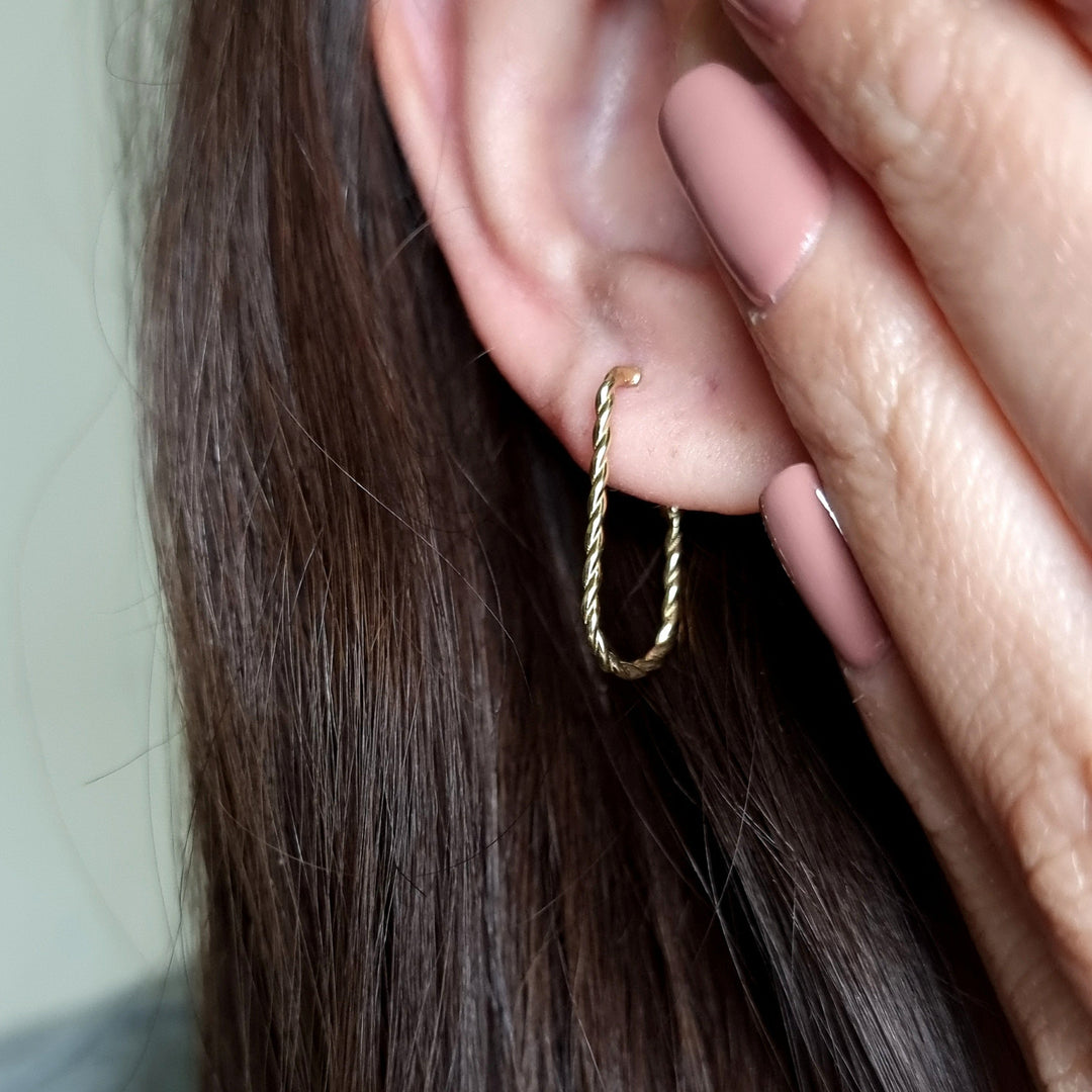 18K Real Gold Hook Earring Set