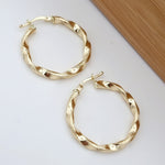 Load image into Gallery viewer, 18K Real Gold Twisted Round Earring Set

