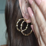 Load image into Gallery viewer, 18K Real Gold Twisted Round Earring Set
