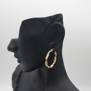 18K Real Gold Twisted Round Earring Set