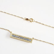 18K Real Gold Light Blue Long Stone Necklace