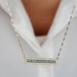 Load image into Gallery viewer, 18K Real Gold Light Blue Long Stone Necklace

