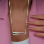 Load image into Gallery viewer, 18K Real Gold Multi Color Long Stone Necklace
