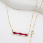 Load image into Gallery viewer, 18K Real Gold Pink Long Stone Necklace
