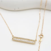 18K Real Gold White Long Stone Necklace