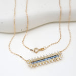 Load image into Gallery viewer, 18K Real Gold Light Blue Long Stone Necklace

