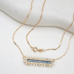 Load image into Gallery viewer, 18K Real Gold Light Blue Long Stone Necklace
