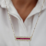 Load image into Gallery viewer, 18K Real Gold Pink Long Stone Necklace
