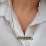 Load image into Gallery viewer, 18K Real Gold Light Blue Long Stone Necklace
