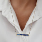 Load image into Gallery viewer, 18K Real Gold Blue Long Stone Necklace
